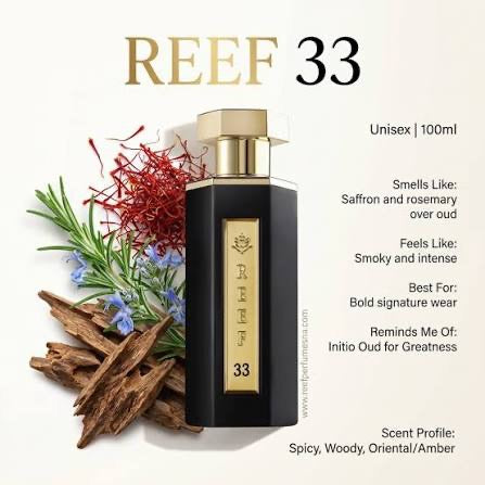 Reef 33 Perfume Saffron, Rosemary, Oud/100 ml