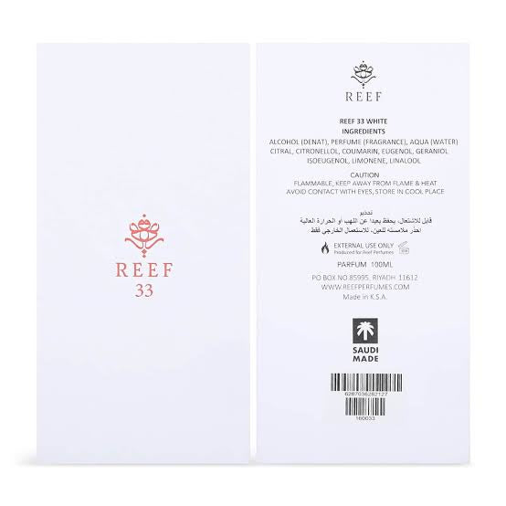 Reef 33 White Perfume Berries, Saffron, Oud/100 ml