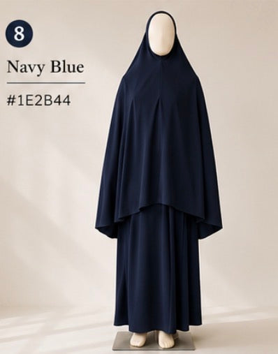 2pcs/Set Khimar Hijab + Abaya, Loose & Comfortable Clothing Suitable For Women's Daily Wear And Prayer, Applicable For All Seasons, Holiday