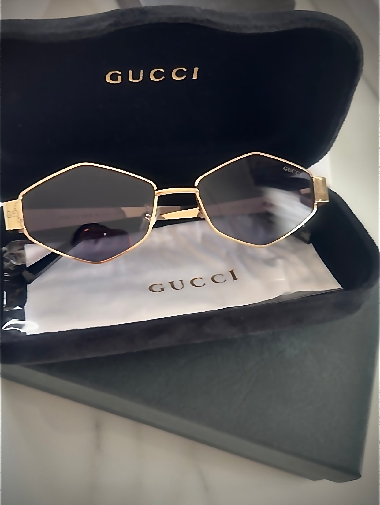 Gucci Geometric Gold Sunglasses