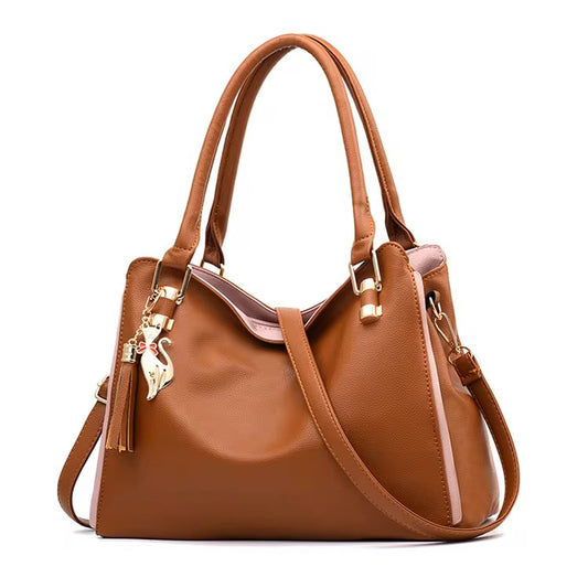 Unisex Tote PU Leather Fashion Laptop Bag Work Shoulder Bags Casual Briefcase Handbag with Zipper for Travel Office College