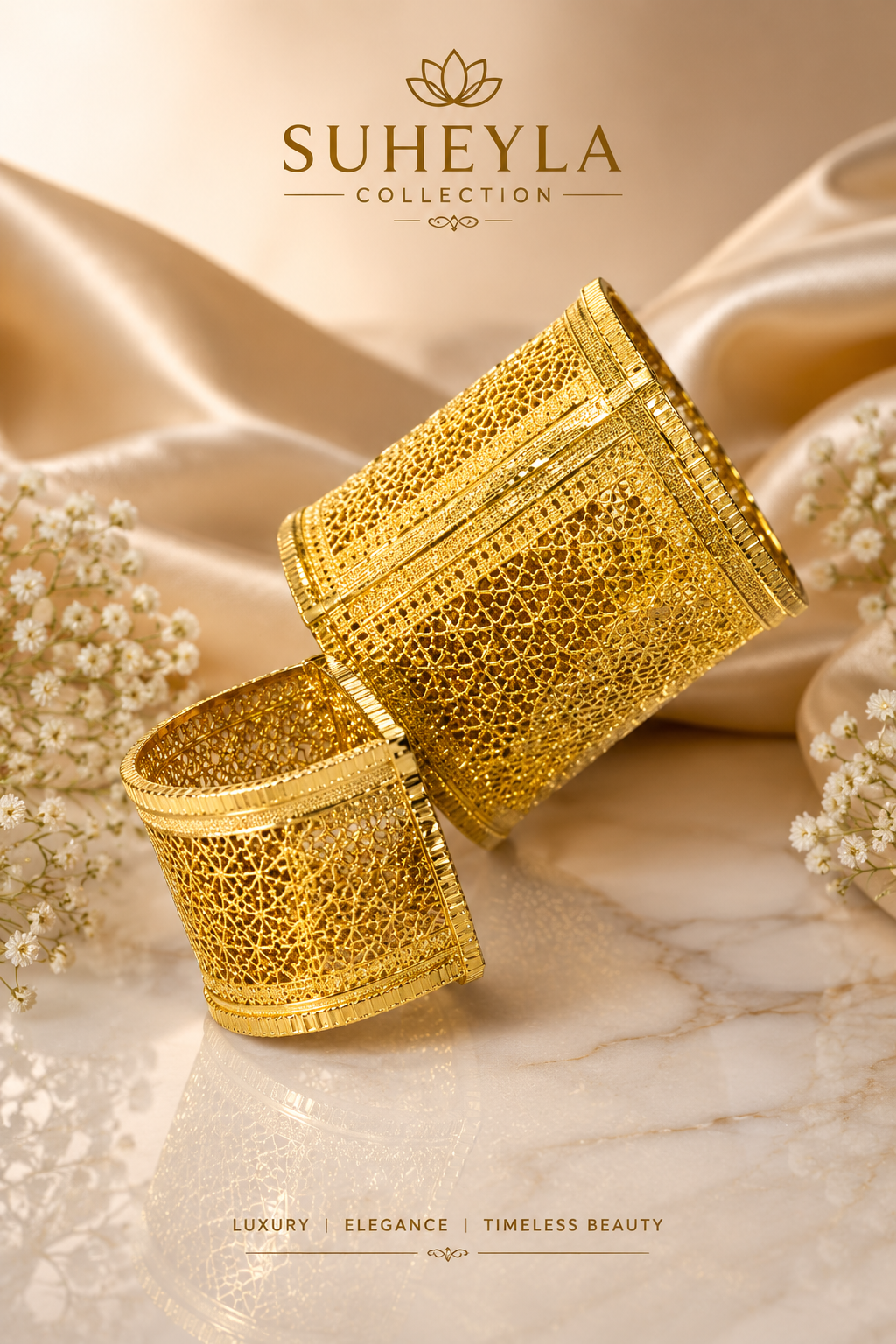 ✨ Luxury Wide Gold-Tone Statement Bangles ✨