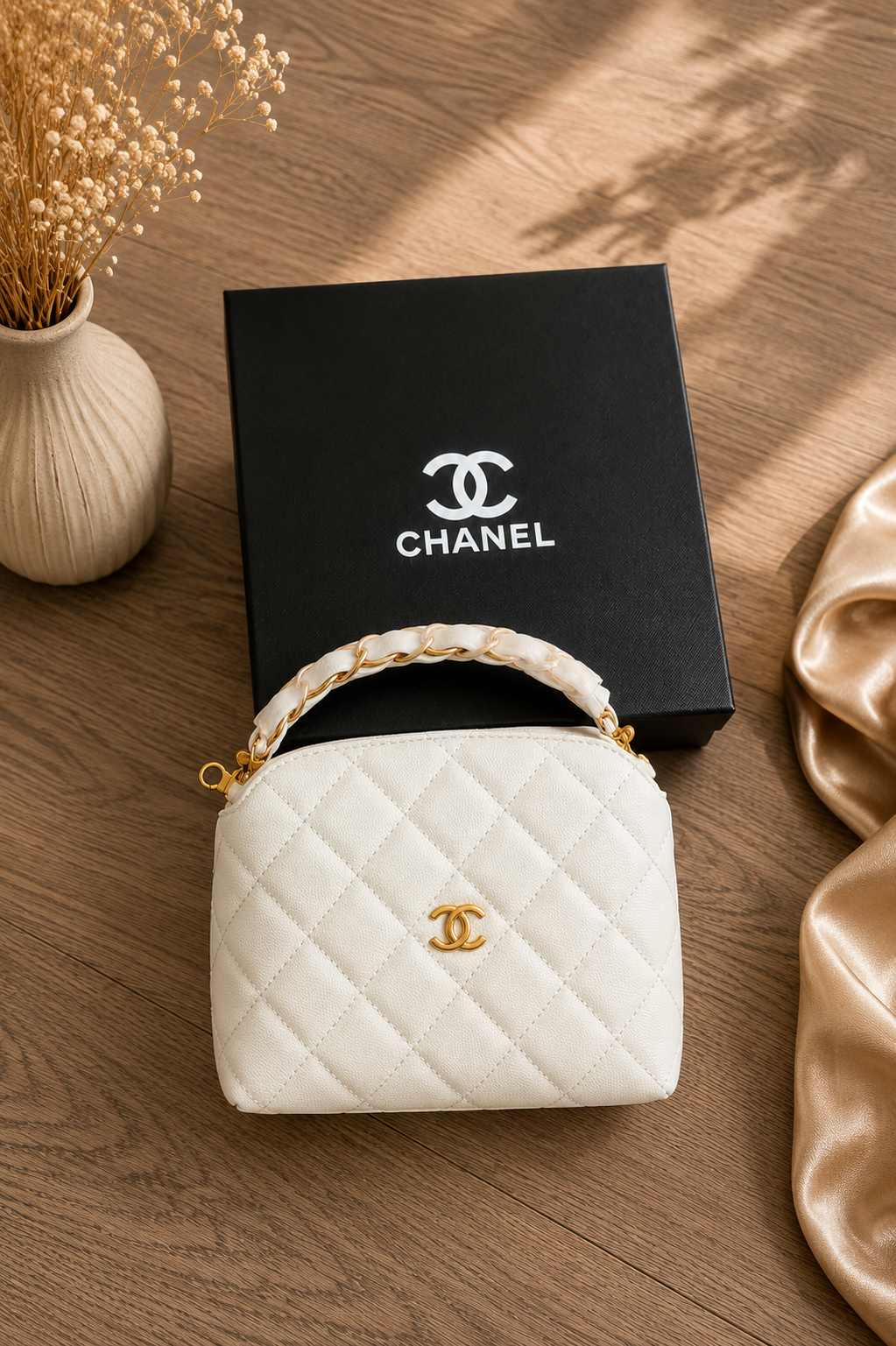 Elegant Quilted Top Handle Bag