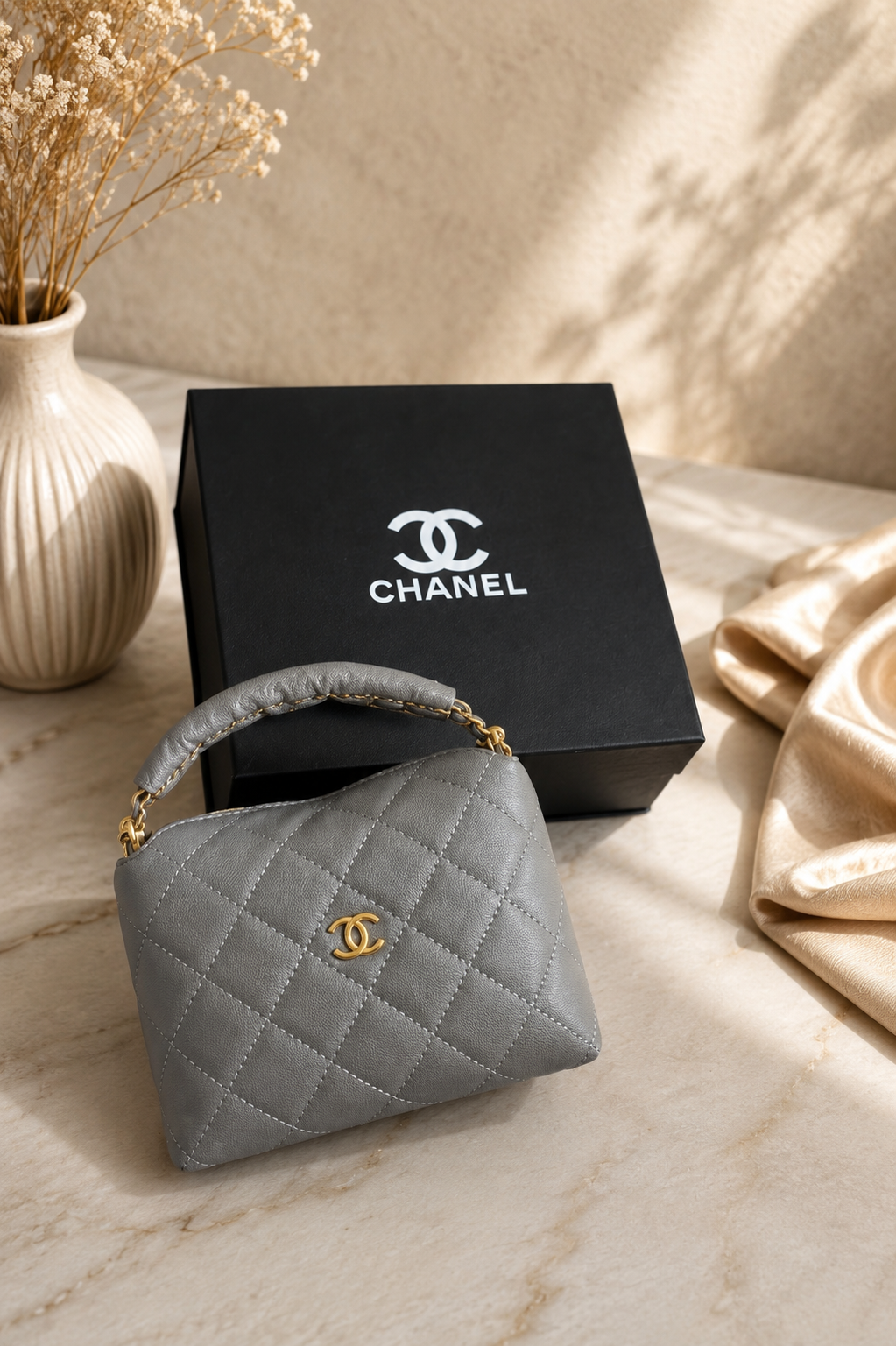 Elegant Quilted Top Handle Bag