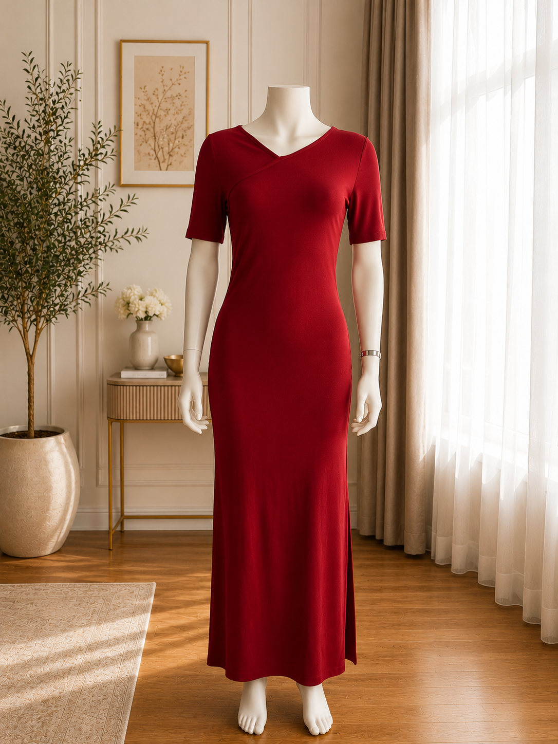Elegant Ribbed Maxi Dress
