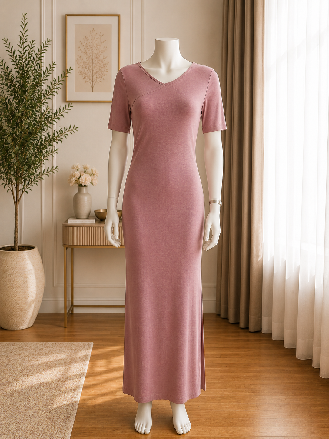 Elegant Ribbed Maxi Dress