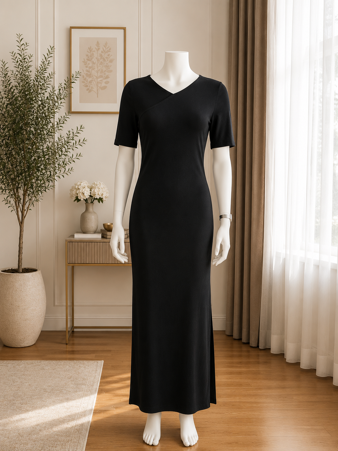 Elegant Ribbed Maxi Dress