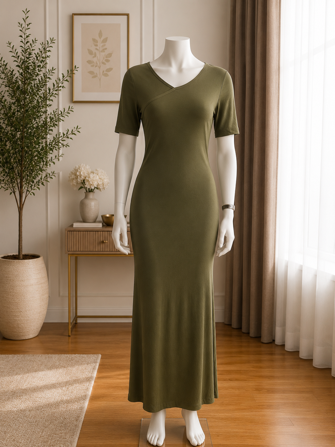Elegant Ribbed Maxi Dress