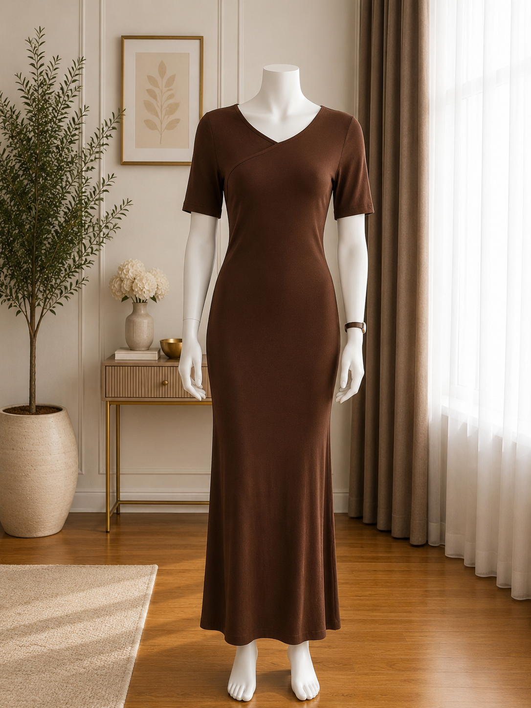 Elegant Ribbed Maxi Dress