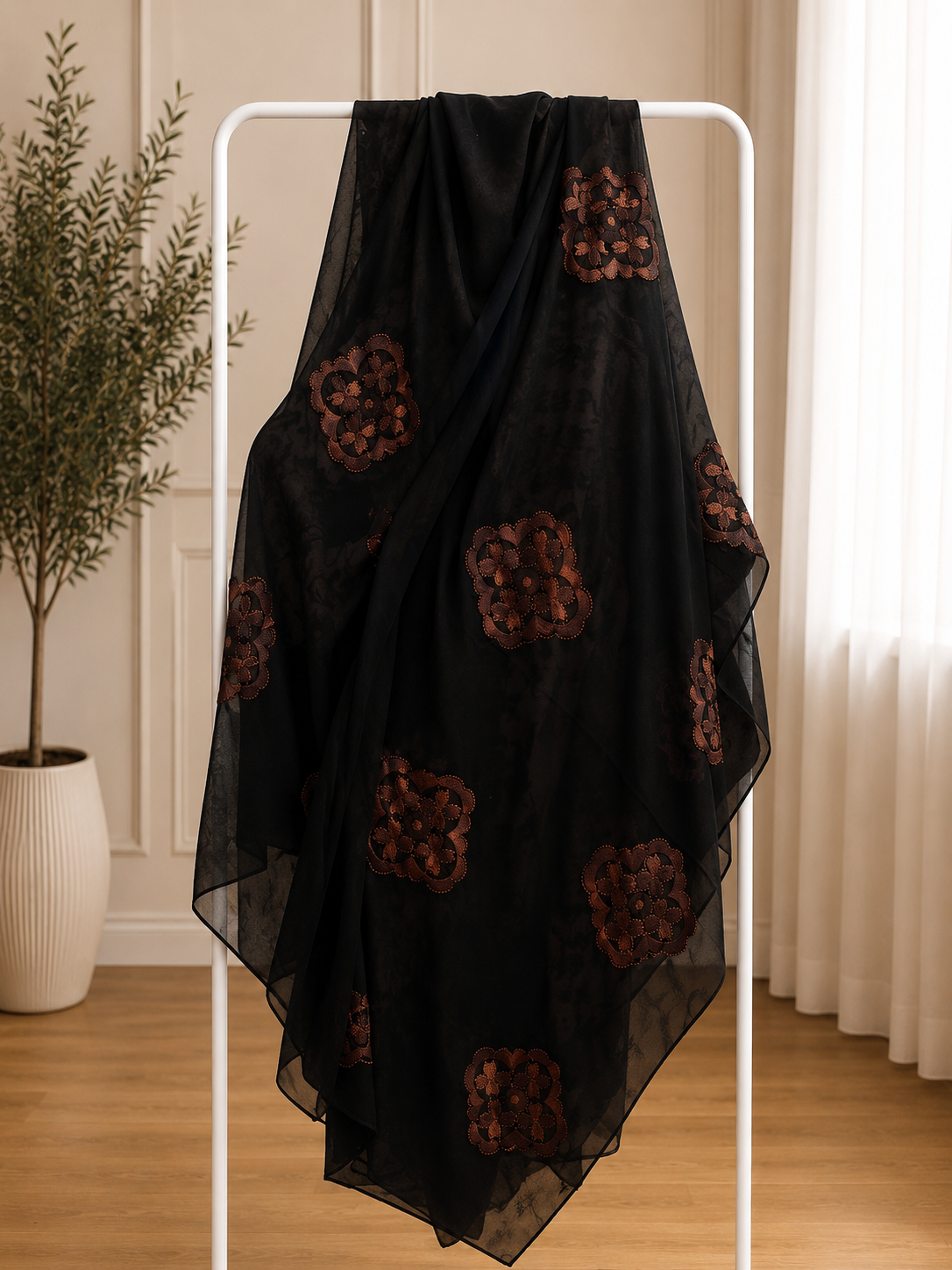 Luxury Floral Embroidered Shawl