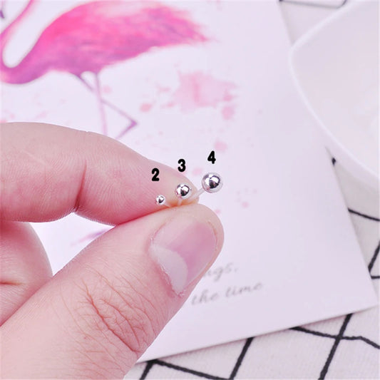 10Pairs Small Round Bead Stud Earrings Set Women Jewelry Bijoux Brincos Pendientes Rose Gold Silver Color Ball Plastic Earrings