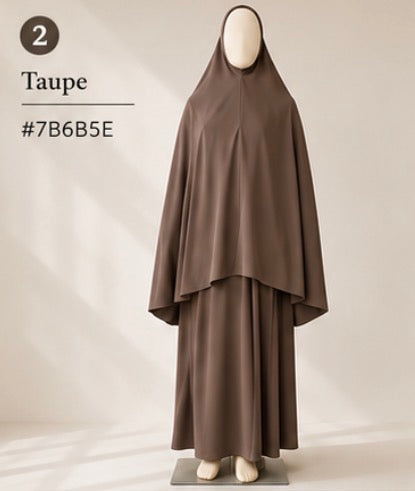 2pcs/Set Khimar Hijab + Abaya, Loose & Comfortable Clothing Suitable For Women's Daily Wear And Prayer, Applicable For All Seasons, Holiday