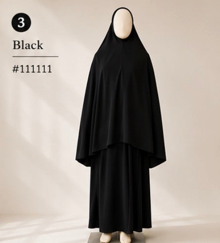 2pcs/Set Khimar Hijab + Abaya, Loose & Comfortable Clothing Suitable For Women's Daily Wear And Prayer, Applicable For All Seasons, Holiday