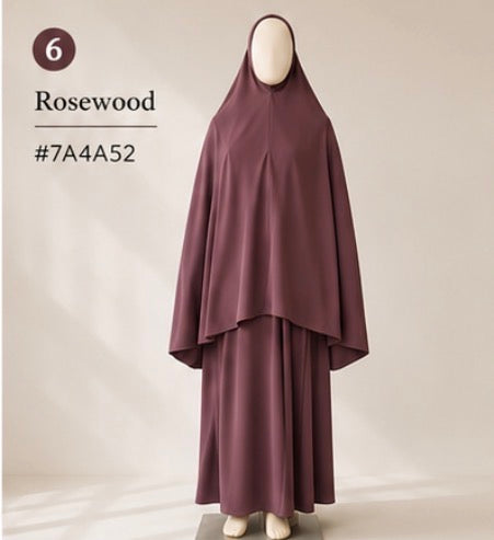 2pcs/Set Khimar Hijab + Abaya, Loose & Comfortable Clothing Suitable For Women's Daily Wear And Prayer, Applicable For All Seasons, Holiday