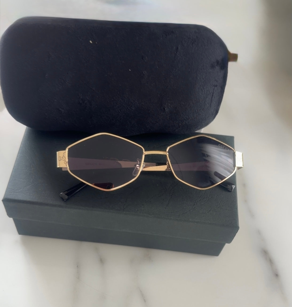 Gucci Geometric Gold Sunglasses