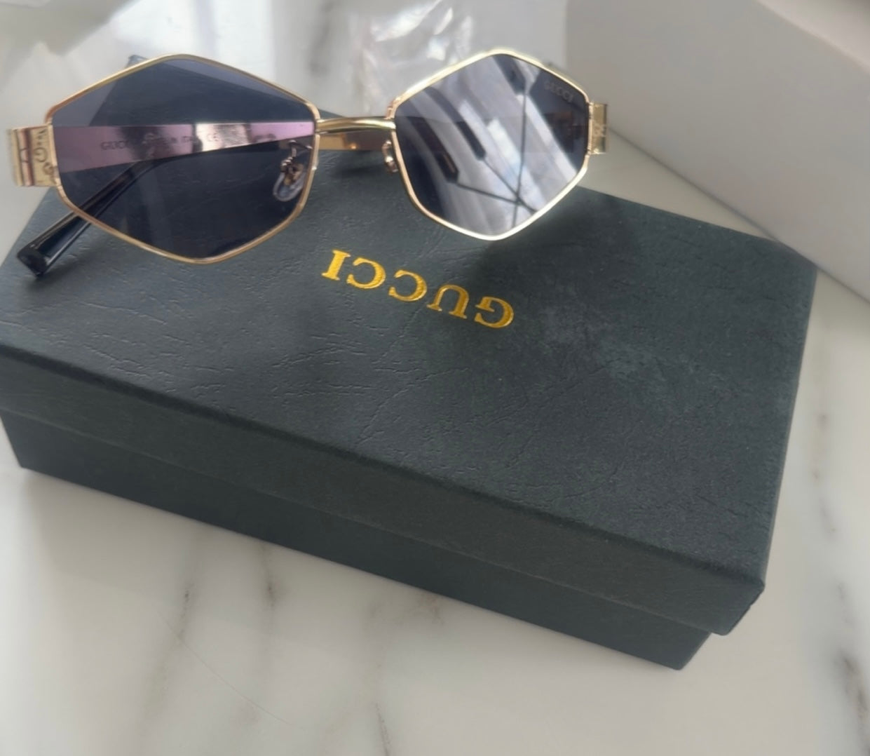 Gucci Geometric Gold Sunglasses