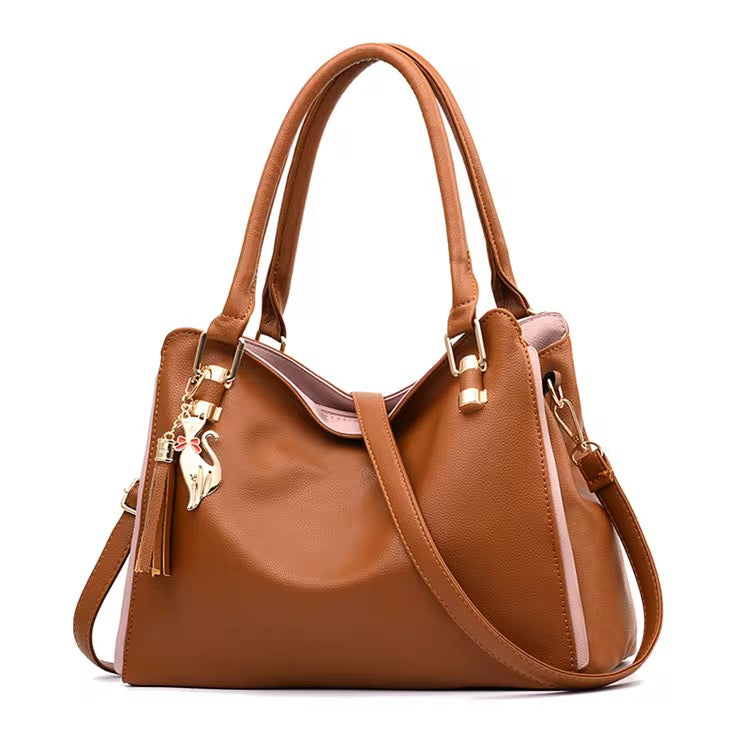 Unisex Tote PU Leather Fashion Laptop Bag Work Shoulder Bags Casual Briefcase Handbag with Zipper for Travel Office College