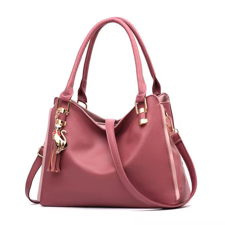 Unisex Tote PU Leather Fashion Laptop Bag Work Shoulder Bags Casual Briefcase Handbag with Zipper for Travel Office College