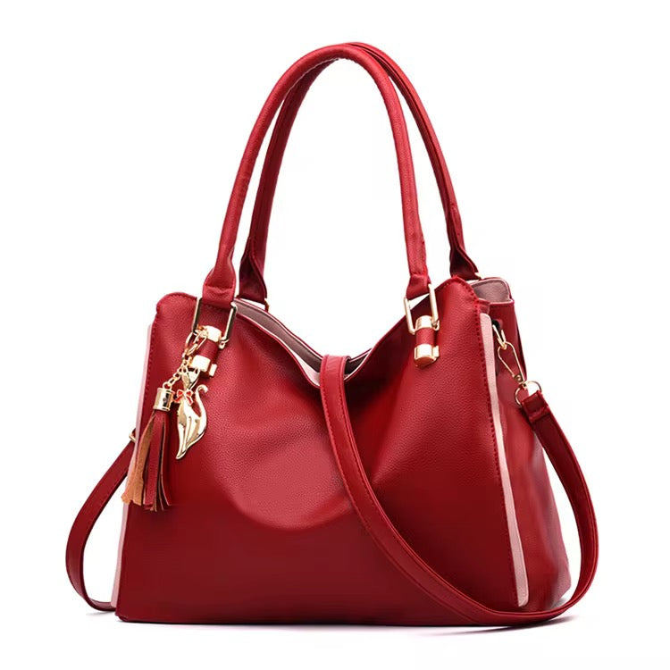 Unisex Tote PU Leather Fashion Laptop Bag Work Shoulder Bags Casual Briefcase Handbag with Zipper for Travel Office College