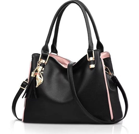 Unisex Tote PU Leather Fashion Laptop Bag Work Shoulder Bags Casual Briefcase Handbag with Zipper for Travel Office College