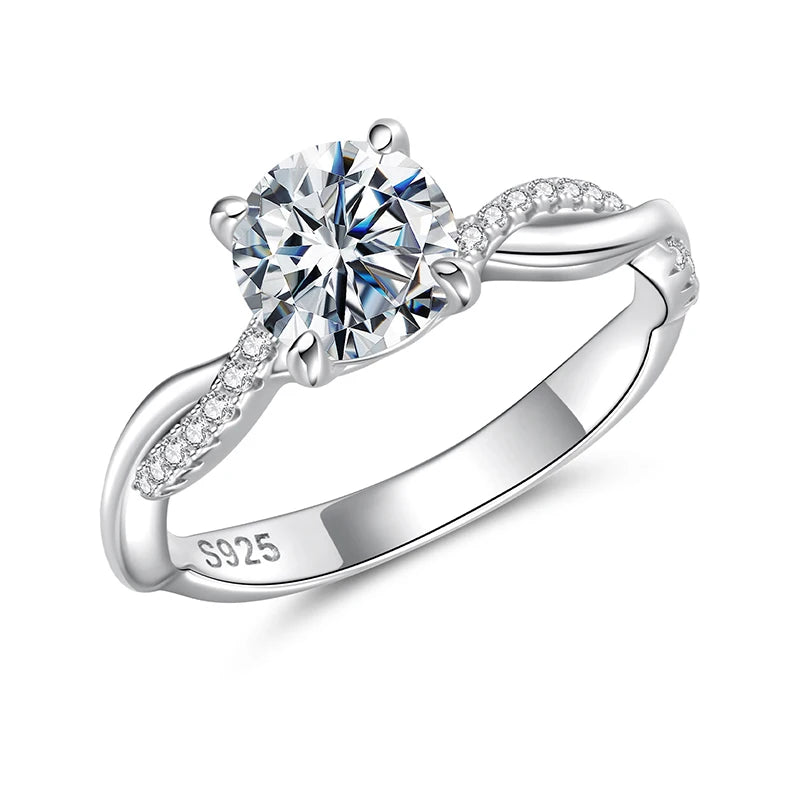WOSTU 1CT Moissanite Wedding Engagement Ring for Women, 925 Sterling Silver Twisted Rope Wedding Promise Rings Xmas Jewelry Gift