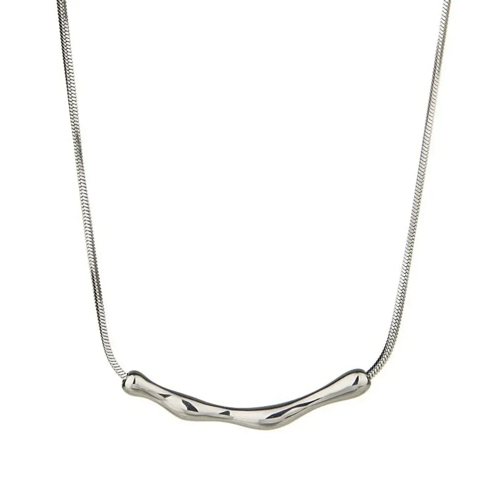 Luxury Design Irregularity Long Stick Pendant Necklace for Women Temperament Fashion Gold Color Stainless Steel Rock Jewelry